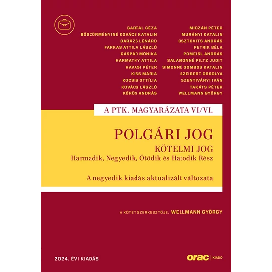  Wellmann György :  Polgári jog VI/VI. - Kötelmi jog Harmadik, Negyedik, Ötödik és Hatodik Rész A negyedik kiadás aktualizált változata (2024)